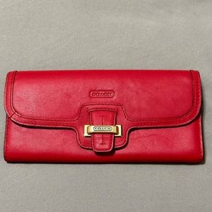 Coach Wallet Red Gold Accents